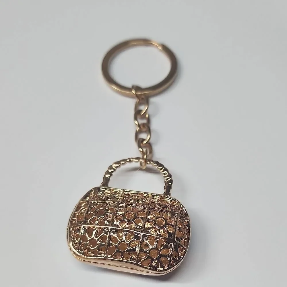 Blue and Gold Checkered Keychain